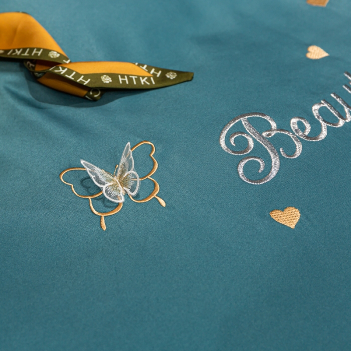 91家纺网 家纺一手货源 找家纺 邦妮家纺 2024新款水洗天丝刺绣四件套-蝶梦 蝶梦-玛瑙绿