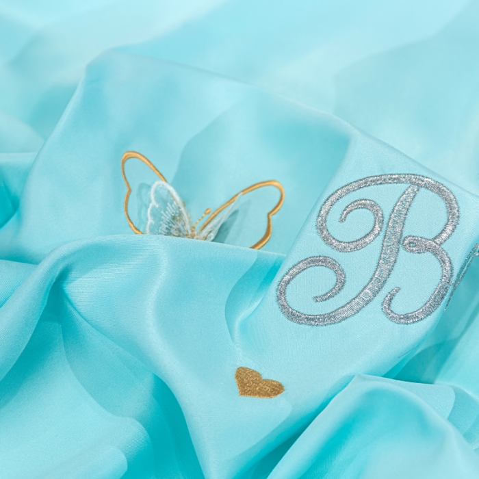 91家纺网 家纺一手货源 找家纺 邦妮家纺 2024新款水洗天丝刺绣四件套-蝶梦 蝶梦-天空蓝