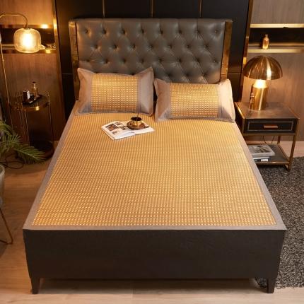 91家纺网 家纺一手货源 找家纺 (总) 恋佳 2025新款正面藤席反面冰丝无绣花单凉席及套件