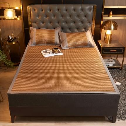 91家纺网 家纺一手货源 找家纺 (总) 恋佳 2025新款正面藤席反面冰丝无绣花单凉席及套件