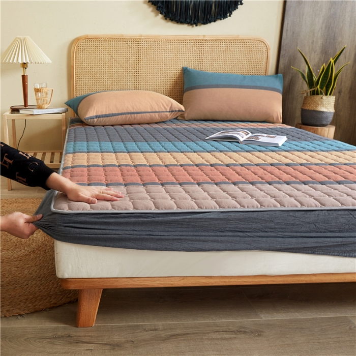 91家纺网 家纺一手货源 找家纺 总-雪云美2022新款A类全棉色织水洗棉夹棉单床笠床罩可定制