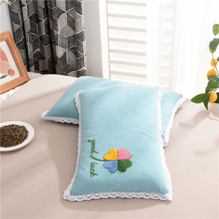 91家纺网 家纺一手货源 找家纺 织布人 2022新款全棉水洗棉毛巾绣荞麦枕头枕芯-四叶草系列