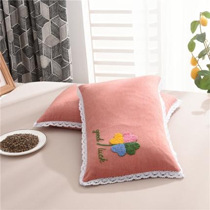 织布人 2022新款全棉水洗棉毛巾绣荞麦枕头枕芯-四叶草系列