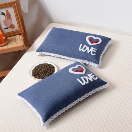 91家纺网 家纺一手货源 找家纺 总 织布人2022新款全棉水洗棉毛巾绣荞麦枕头枕芯-爱心系列