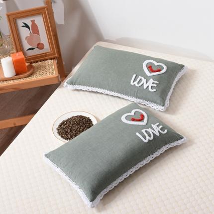 总 织布人2022新款全棉水洗棉毛巾绣荞麦枕头枕芯-爱心系列