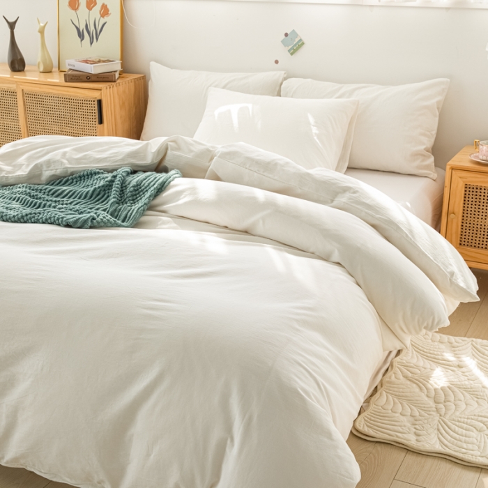 91家纺网 家纺一手货源 找家纺 安莱生活 2022新款不染单品被套 纯素白