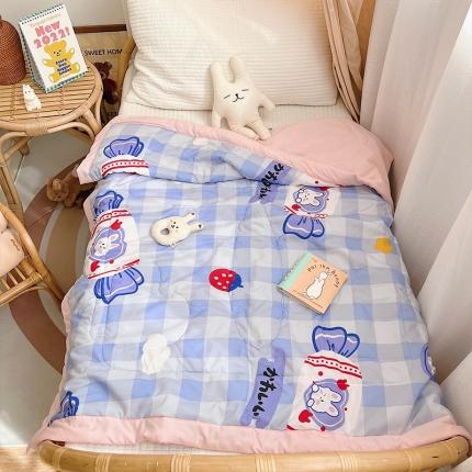 91家纺网 家纺一手货源 找家纺 鱼宝 2022新款水洗棉儿童夏被 大白兔糖