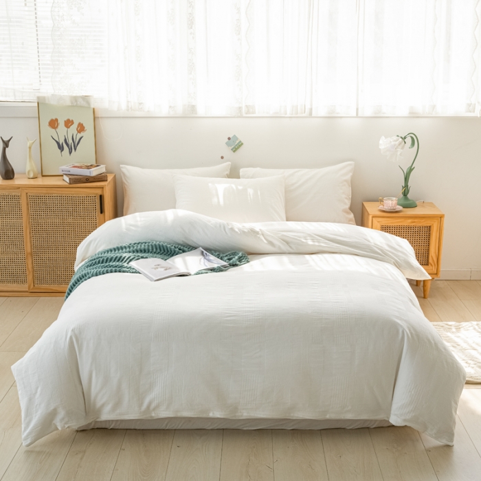 91家纺网 家纺一手货源 找家纺 安莱生活 2022新款原棉不染四件套 大方格