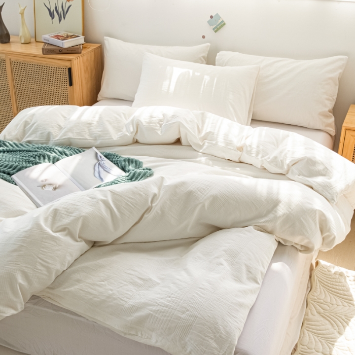 91家纺网 家纺一手货源 找家纺 安莱生活 2022新款原棉不染四件套 大方格