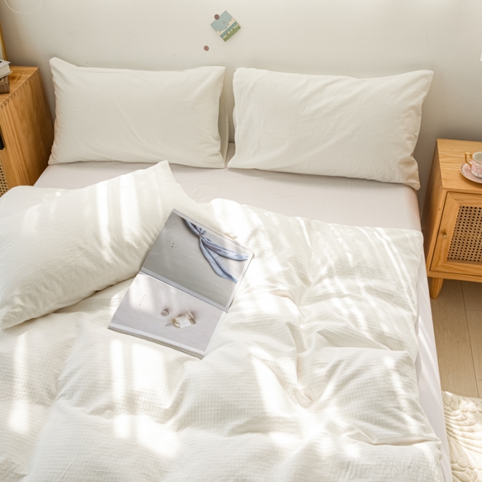 91家纺网 家纺一手货源 找家纺 安莱生活 2022新款原棉不染四件套 小方格