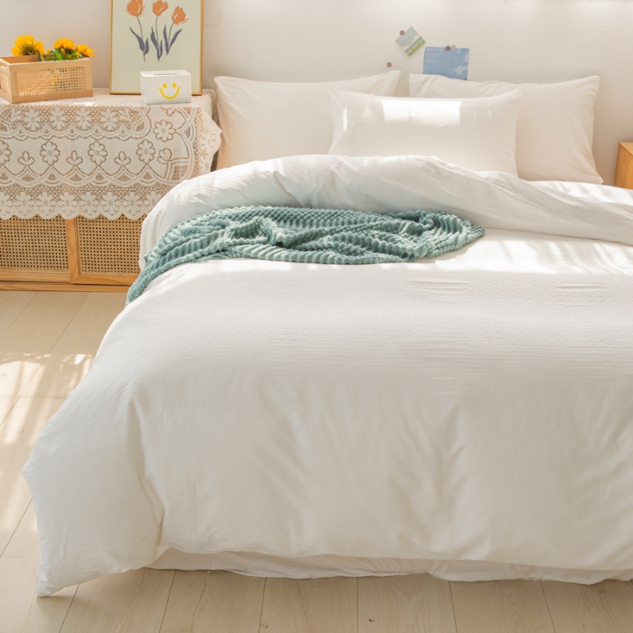 91家纺网 家纺一手货源 找家纺 安莱生活 2022新款原棉不染四件套 小雨点