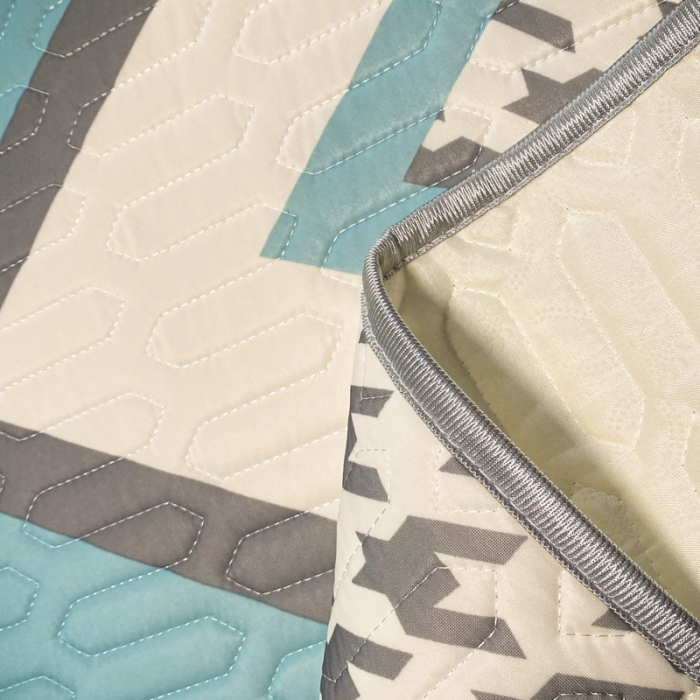 91家纺网 家纺一手货源 找家纺 金爱家 2023新款简约轻奢风乳胶凉席夏被四件套 千鸟格蓝