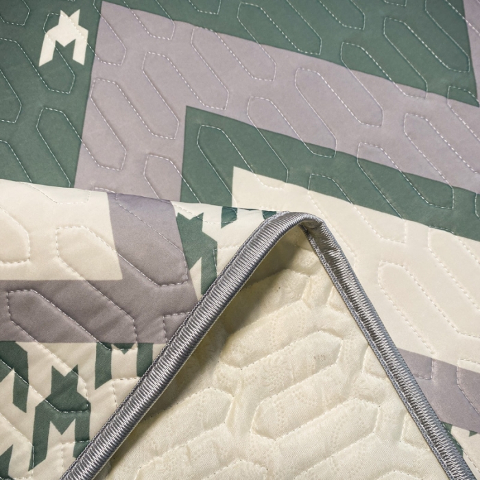 91家纺网 家纺一手货源 找家纺 金爱家 2023新款简约轻奢风乳胶凉席夏被四件套 千鸟格绿