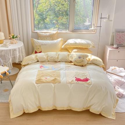 91家纺网 家纺一手货源 找家纺 （总）佰亿莱 2024迪士尼100支长绒棉贡缎四件套-维尼熊