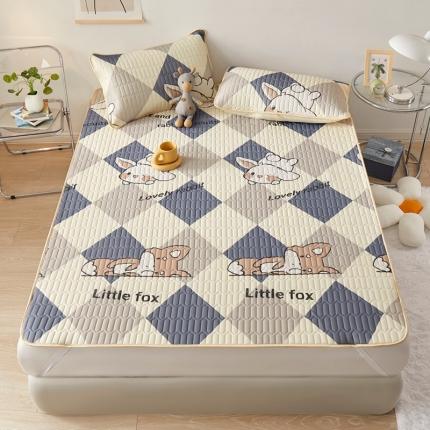 91家纺网 家纺一手货源 找家纺 湘之帛 2025新款0.3m乳胶凉席三件套系列小狐狸