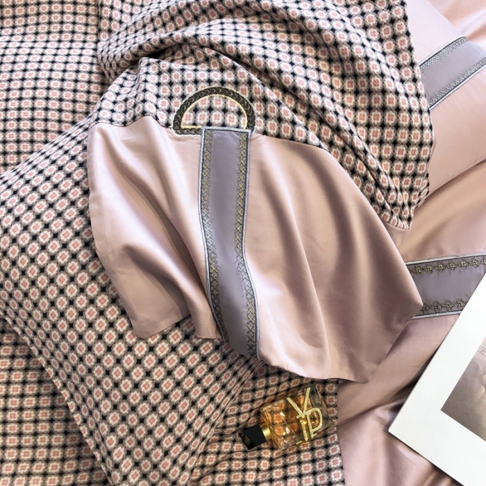 91家纺网 家纺一手货源 找家纺 (总) 品家居 2025新款全棉提花双层纱四件套-奈薇系列