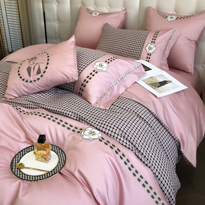 91家纺网 家纺一手货源 找家纺 (总) 品家居2025新款A版提花双层纱全棉四件套-可可恋人