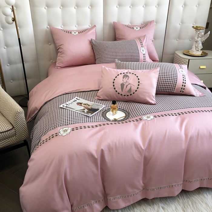 91家纺网 家纺一手货源 找家纺 (总) 品家居2025新款A版提花双层纱全棉四件套-可可恋人