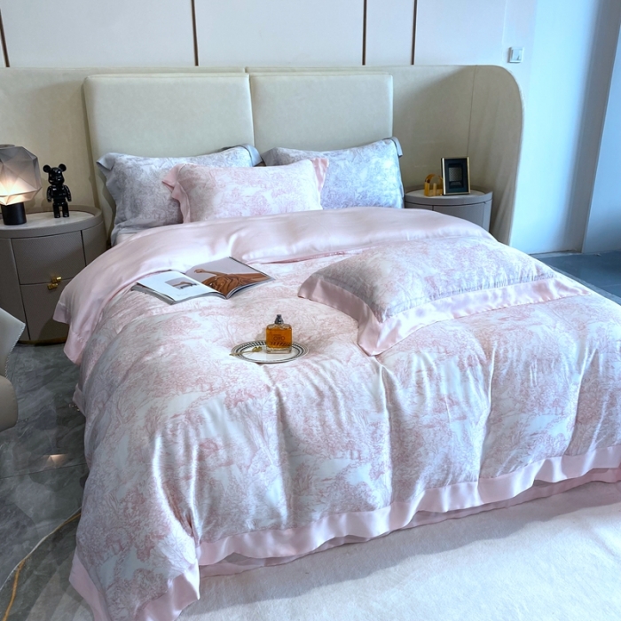 91家纺网 家纺一手货源 找家纺 馨蕊 2022新款兰精天丝高定系列四件套 巴黎-香蜜粉