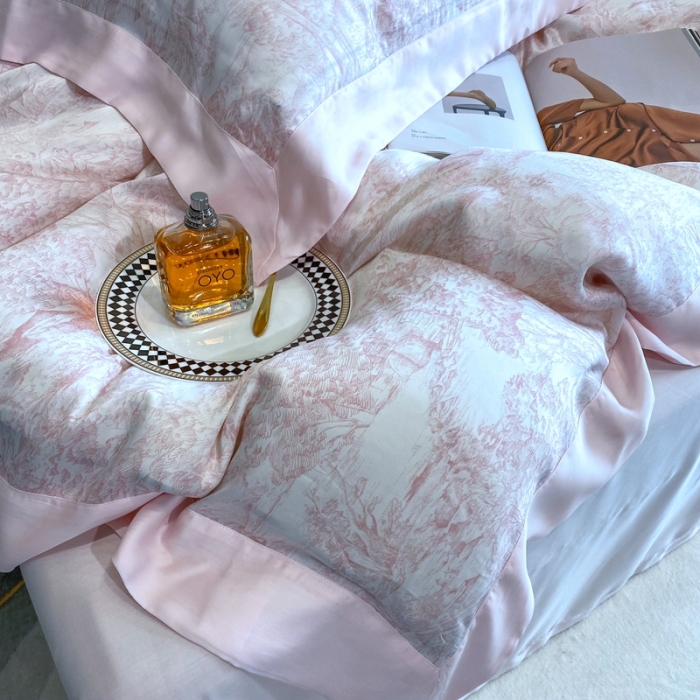 91家纺网 家纺一手货源 找家纺 馨蕊 2022新款兰精天丝高定系列四件套 巴黎-香蜜粉