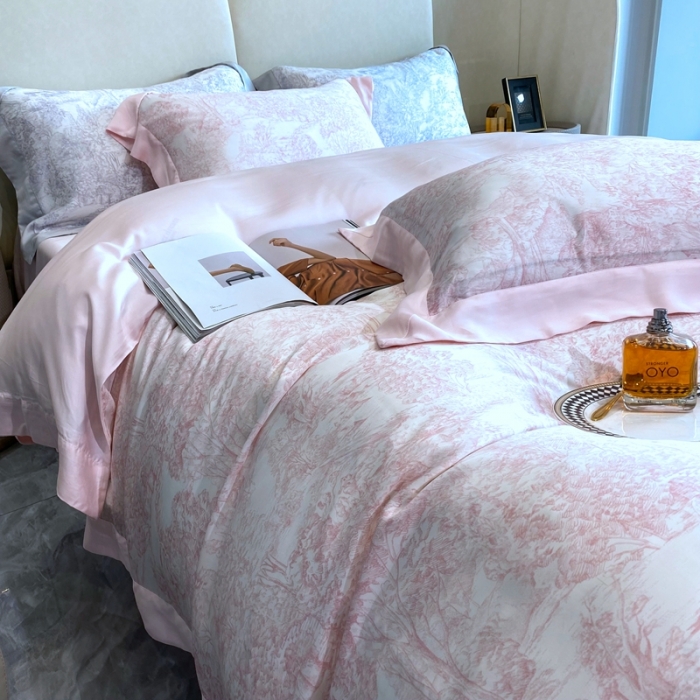 91家纺网 家纺一手货源 找家纺 馨蕊 2022新款兰精天丝高定系列四件套 巴黎-香蜜粉