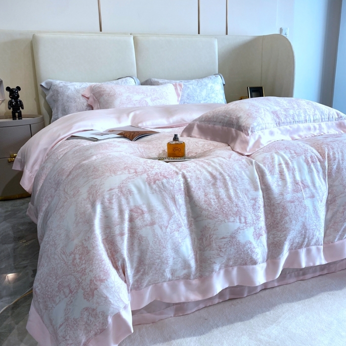 91家纺网 家纺一手货源 找家纺 馨蕊 2022新款兰精天丝高定系列四件套 巴黎-香蜜粉