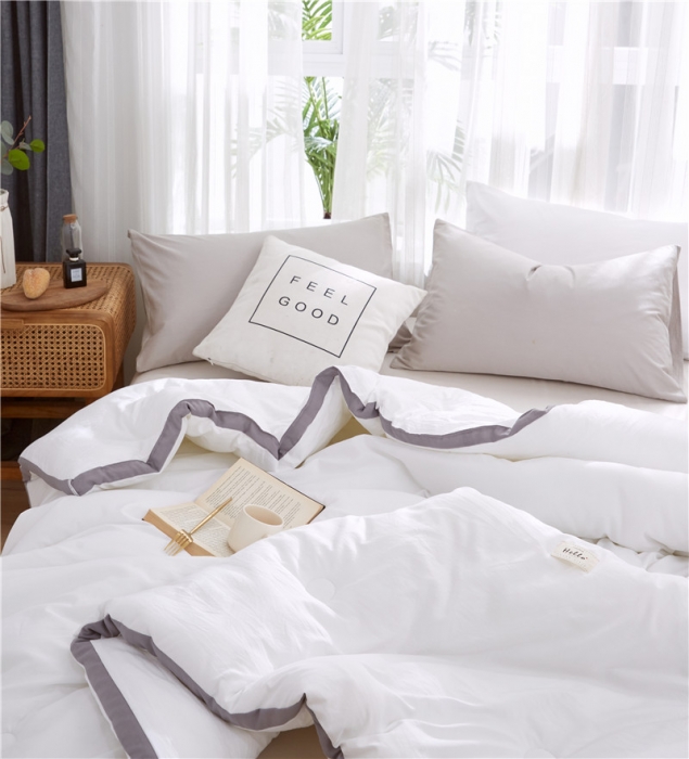 91家纺网 家纺一手货源 找家纺 森林人 2022新款无印水洗棉立体冬被 立体-本白