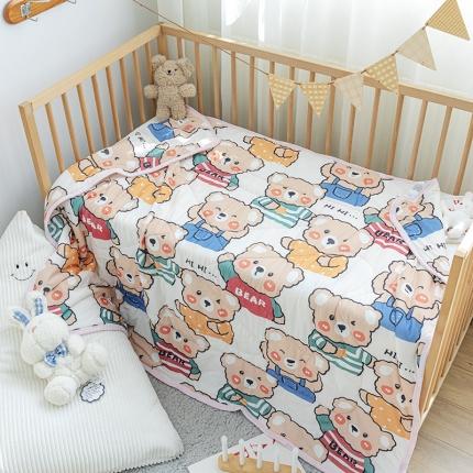 91家纺网 家纺一手货源 找家纺 吉咪兔2022儿童卡通凉感丝夏被空调被午睡小薄被子小熊宝贝白