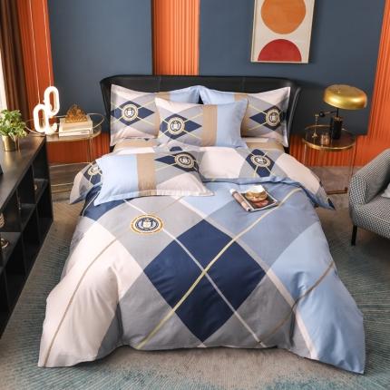 91家纺网 家纺一手货源 找家纺 （总）雲归梦 2022新款全棉大版四件套 格子花型