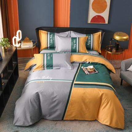 91家纺网 家纺一手货源 找家纺 （总）雲归梦 2022新款全棉大版四件套 格子花型