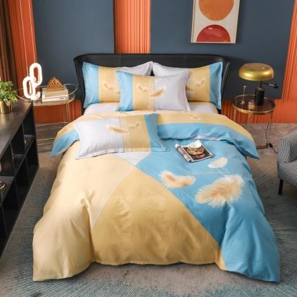 91家纺网 家纺一手货源 找家纺 雲归梦 2022新款全棉大版四件套 格子花型 情书