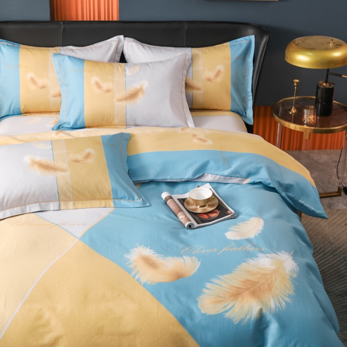 91家纺网 家纺一手货源 找家纺 雲归梦 2022新款全棉大版四件套 格子花型 情书