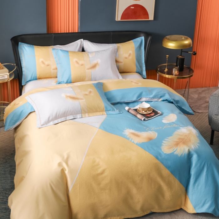 91家纺网 家纺一手货源 找家纺 雲归梦 2022新款全棉大版四件套 格子花型 情书