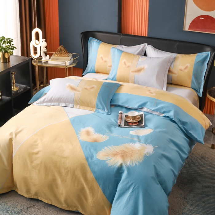 91家纺网 家纺一手货源 找家纺 雲归梦 2022新款全棉大版四件套 格子花型 情书