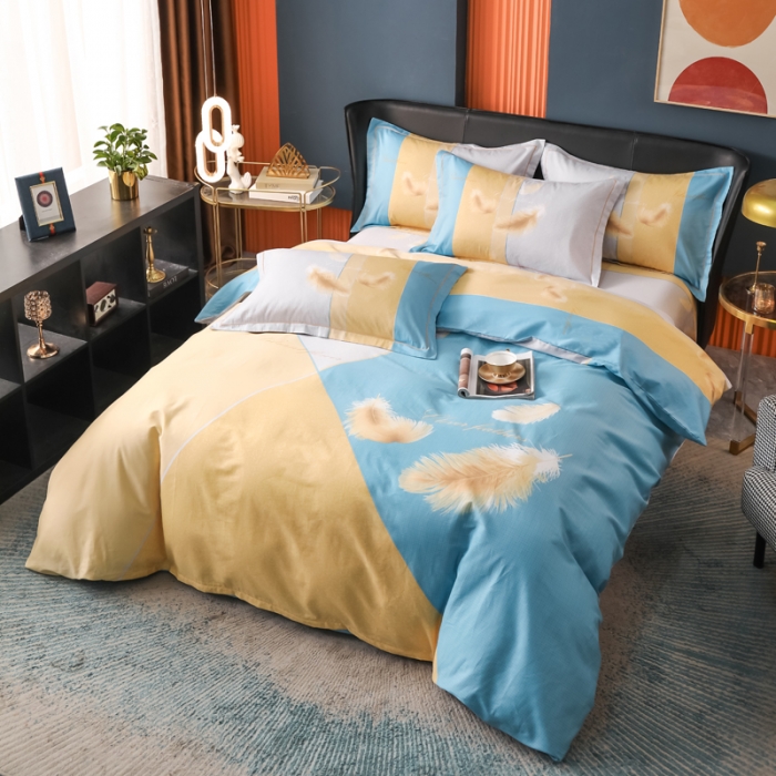 91家纺网 家纺一手货源 找家纺 雲归梦 2022新款全棉大版四件套 格子花型 情书