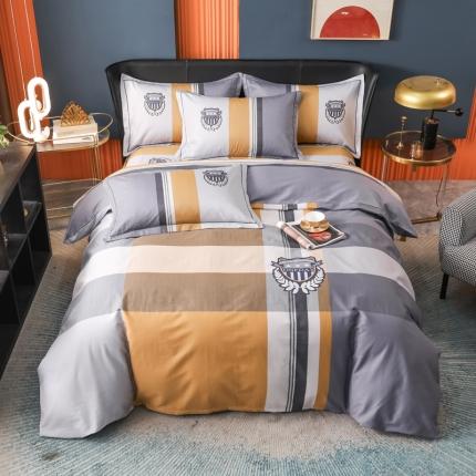 91家纺网 家纺一手货源 找家纺 雲归梦 2022新款全棉大版四件套 格子花型 潮派