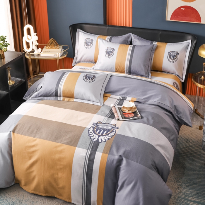 91家纺网 家纺一手货源 找家纺 雲归梦 2022新款全棉大版四件套 格子花型 潮派