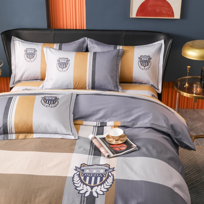 91家纺网 家纺一手货源 找家纺 雲归梦 2022新款全棉大版四件套 格子花型 潮派