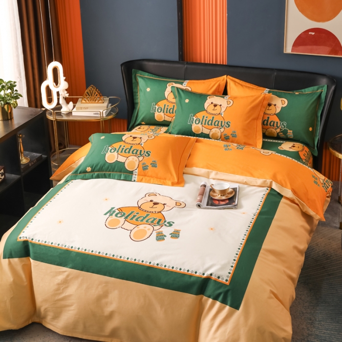 91家纺网 家纺一手货源 找家纺 雲归梦 2022新款全棉大版四件套 格子花型 豆蔻年华