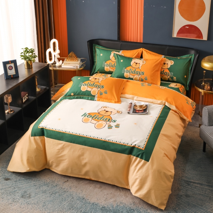 91家纺网 家纺一手货源 找家纺 雲归梦 2022新款全棉大版四件套 格子花型 豆蔻年华