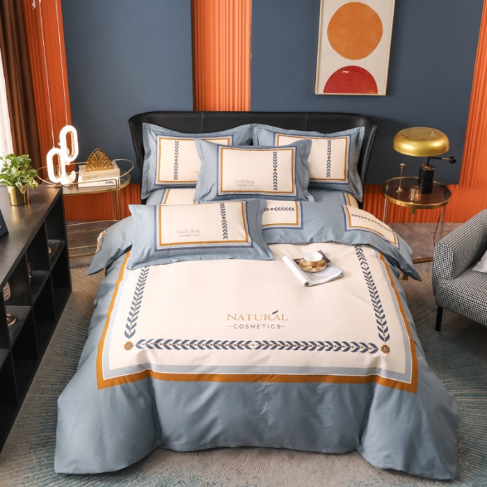 91家纺网 家纺一手货源 找家纺 雲归梦 2022新款全棉大版四件套 格子花型 简单爱-蓝