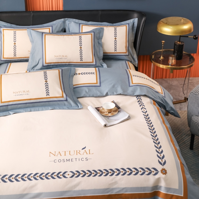 91家纺网 家纺一手货源 找家纺 雲归梦 2022新款全棉大版四件套 格子花型 简单爱-蓝