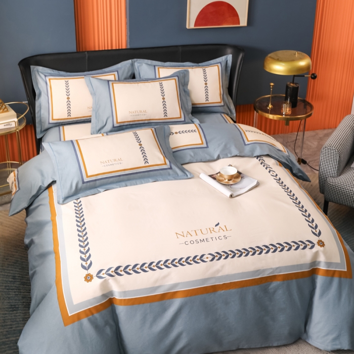 91家纺网 家纺一手货源 找家纺 雲归梦 2022新款全棉大版四件套 格子花型 简单爱-蓝