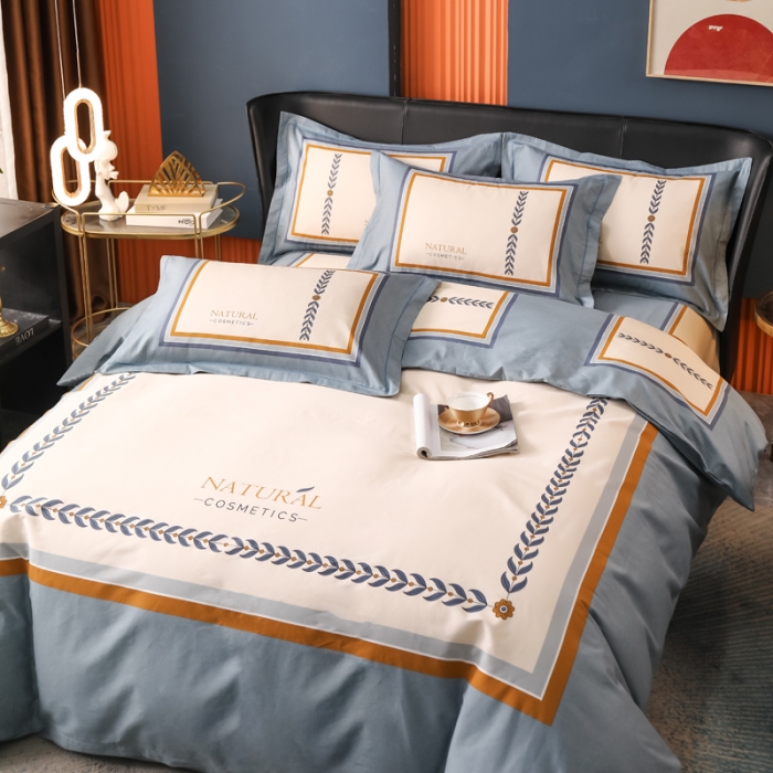 91家纺网 家纺一手货源 找家纺 雲归梦 2022新款全棉大版四件套 格子花型 简单爱-蓝