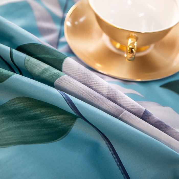 91家纺网 家纺一手货源 找家纺 雲归梦 2022新款全棉大版四件套 花卉花型 花语情缘-蓝