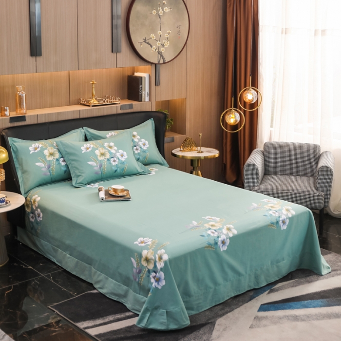 91家纺网 家纺一手货源 找家纺 雲归梦 2022新款全棉大版四件套 花卉花型 花语情缘-绿