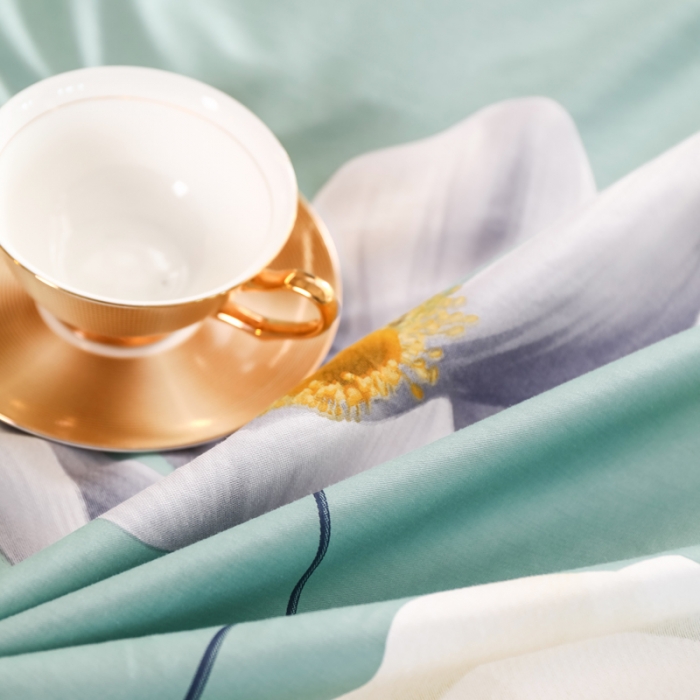 91家纺网 家纺一手货源 找家纺 雲归梦 2022新款全棉大版四件套 花卉花型 花语情缘-绿