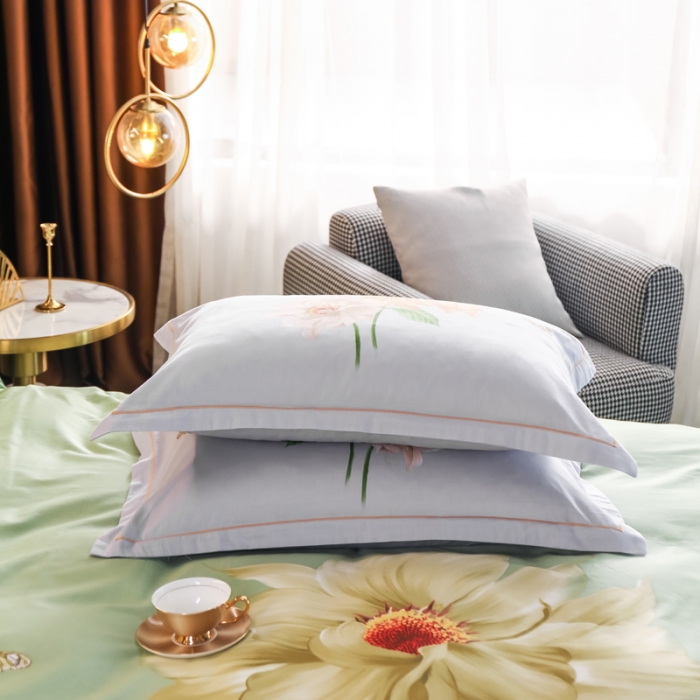 91家纺网 家纺一手货源 找家纺 雲归梦 2022新款全棉大版四件套 花卉花型 恋恋花开-绿