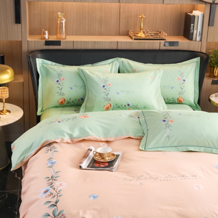 91家纺网 家纺一手货源 找家纺 雲归梦 2022新款全棉大版四件套 花卉花型 梦里花-玉