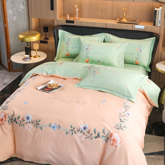 91家纺网 家纺一手货源 找家纺 雲归梦 2022新款全棉大版四件套 花卉花型 梦里花-玉